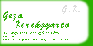 geza kerekgyarto business card